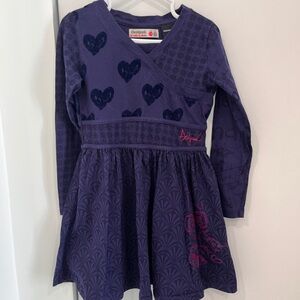 Desigual Long‑Sleeve Patterned Dress – Size 7 Years